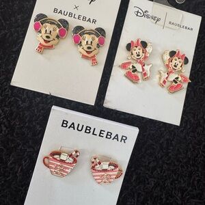 New BaubleBar Minnie Mouse Earring Set of three